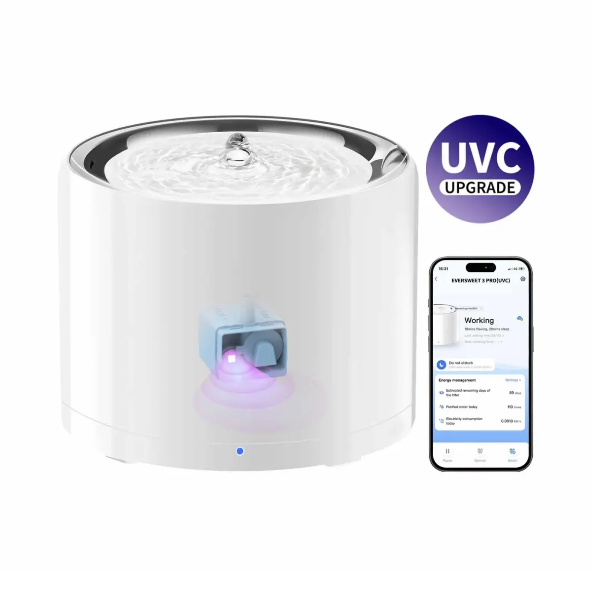 Фонтан поилка за котка с УВ стерилизация Petkit Eversweet 3 Pro UVC Фонтан поилка за котка с УВ стерилизация Petkit Eversweet 3 Pro UVC