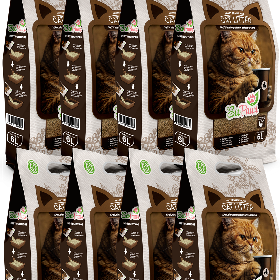 8бр. Котешка тоалетна от КАФЕ Eco Paws