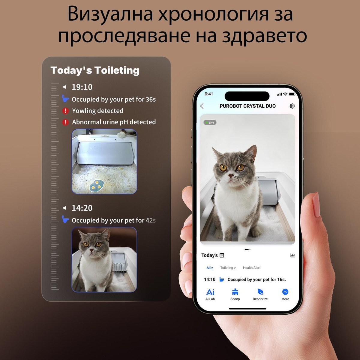 Petkit Purobot Crystal Duo Самопочистваща се отворена тоалетна за котки