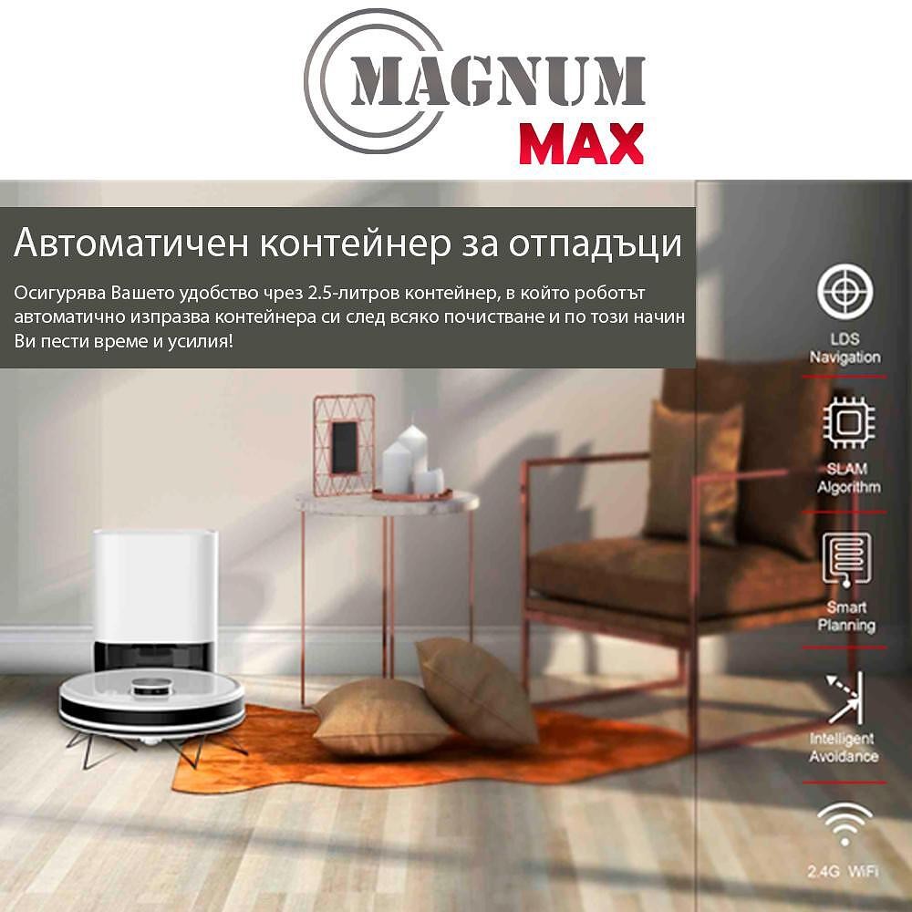 MAGNUM MAX  Прахосмукачка робот с автоматичен контейнер за отпадъци, бял