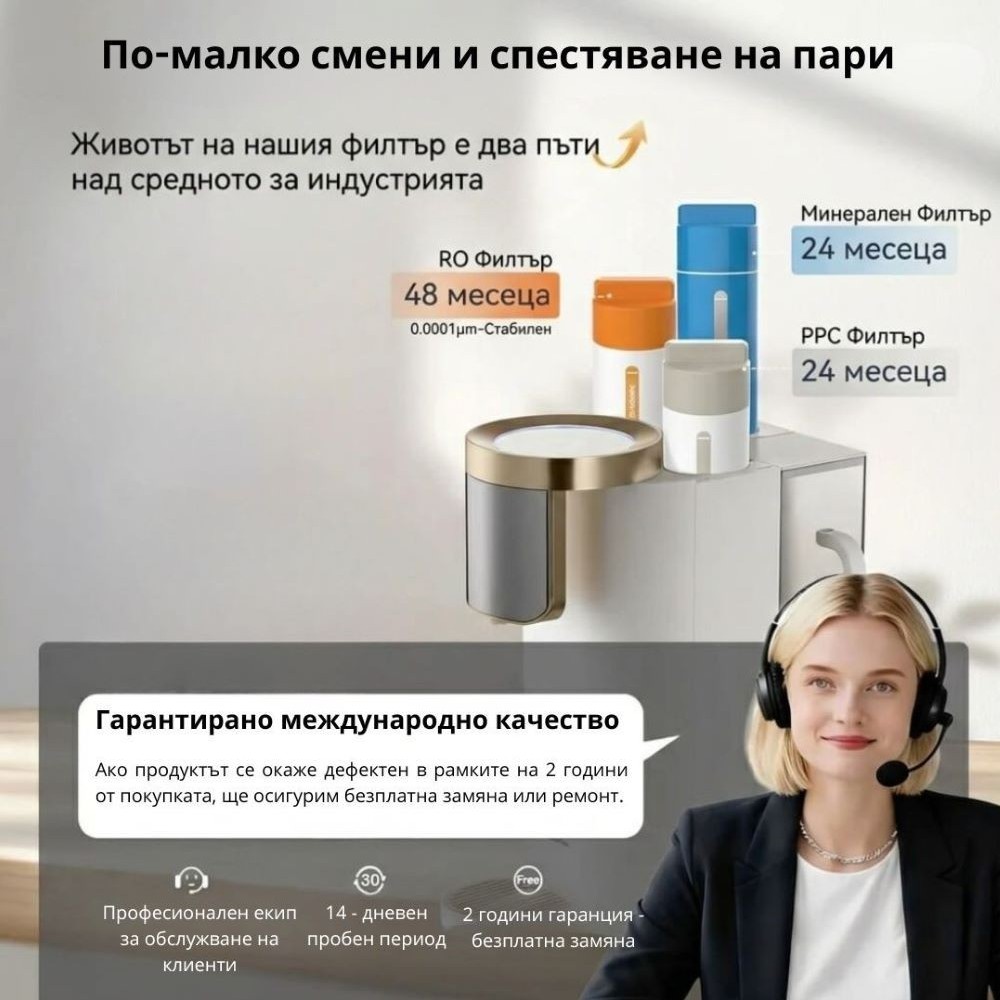 NatureFlow F4 Gen 2 – Домашна система за пречистване на вода с алкална RO технология и моментална гореща вода (pH 9.5)