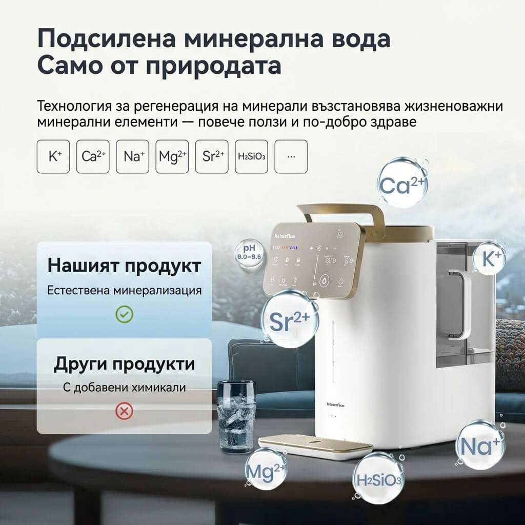 NatureFlow Y6 Ultra - алкална домашна система за пречистване на вода с обратна осмоза RO система със силиций за топла и студена вода с обратна осмоза