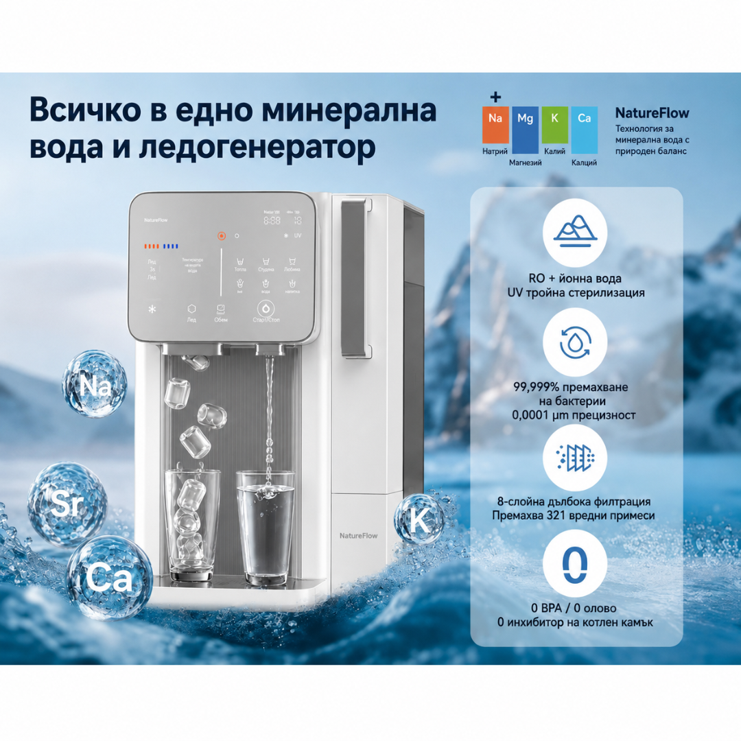 NatureFlow I4: Универсален уред за минерална вода и лед